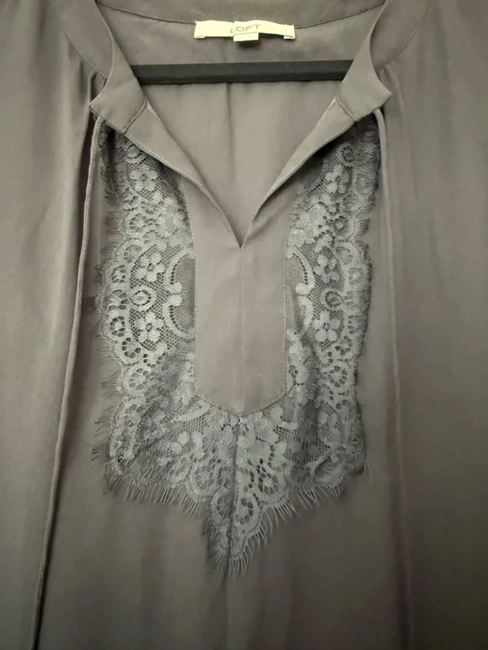 LOFT Black Lace-Trim Tiered Sleeveless Tunic - Picture 2 of 4